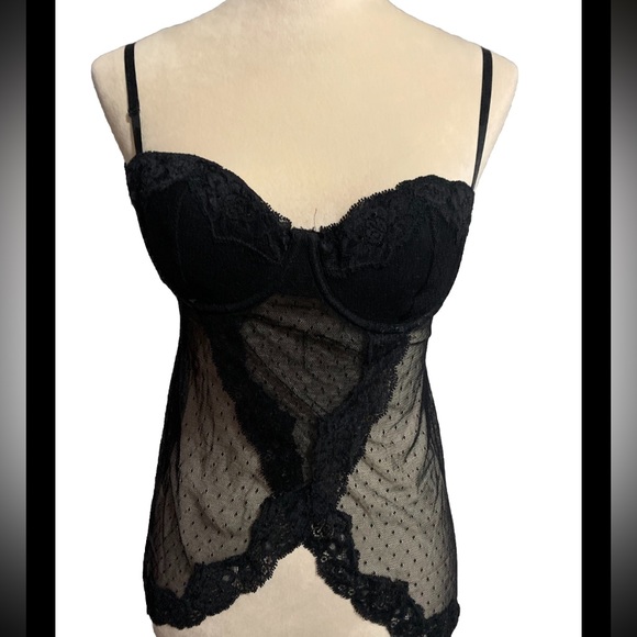Victoria's Secret Other - Rare Find Vtg Victoria Secret Bustier You Sexy Little Thing 36C Black Sheer Lace